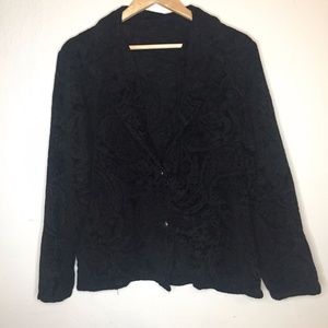 Black Fitted Paisley Velvet Jacket